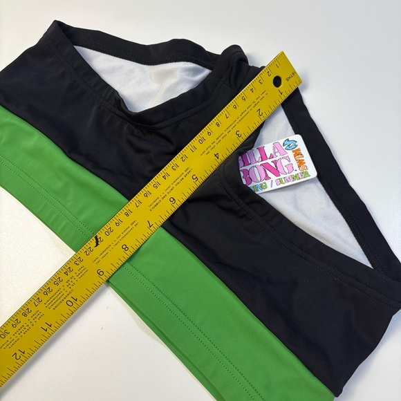 NWT Billabong Black & Green Bikini Bottoms Size M Low Rise Surf Swim shorts 💚 - Picture 9 of 9
